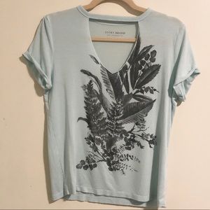 Lucky Brand Choker Tee Small Blue